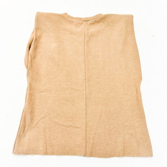 Zara Shoulder Pad Shaped Beige Light Brown Sleeveless Top SIze Small - Picture 4 of 5